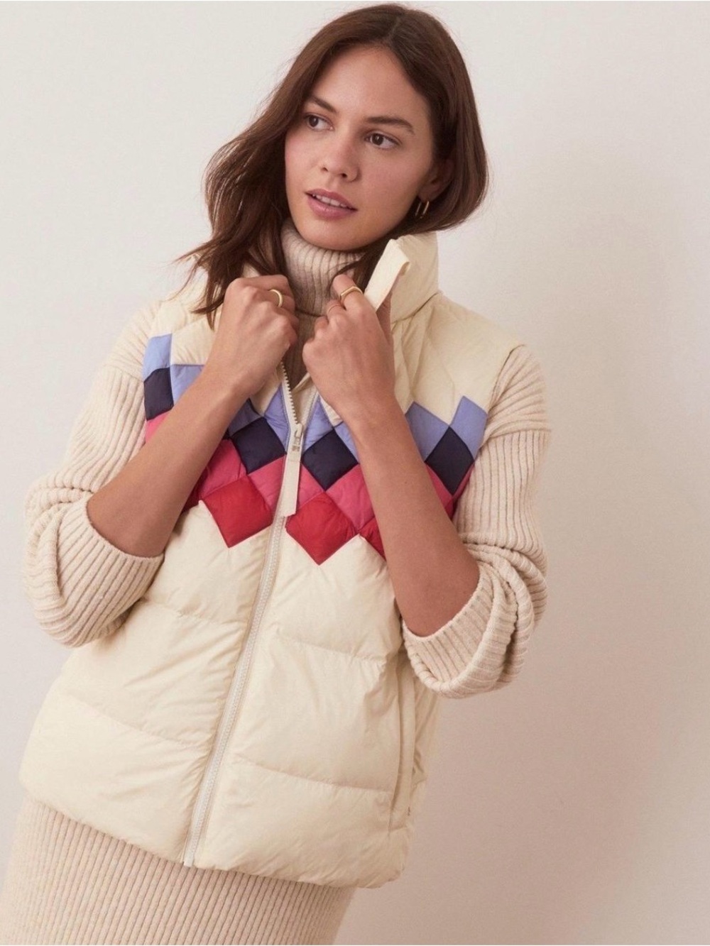 Marine Layer Cream Quilted Vest in Cream, Red, Navy, Pink, & Lavender